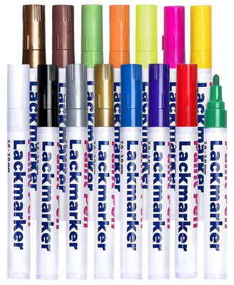Image de Lot de 15 marqueurs - Stylos permanents et résistants aux intempéries, à base d'huile, pour diverses surfaces
