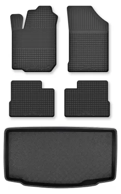 Produktbild von Gummimatten + Kofferraumwanne für Hyundai i10 II 2013- (Standard-Kofferraum) – Schwarz, Semi-Universal, angepasst – Wielganizator Semi-Universal