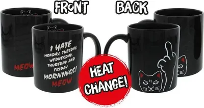 Produktbild von Tierisch Becher  I Hate Mornings! Meow - Tasse mit Thermoeffekt schwarz Standard
