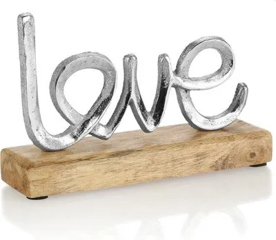 Productafbeelding van Ibenzoa® Elegante houten en metalen briefhouder met het motief "Liefde" – stabiele opbergplaats voor post, documenten en voor thuiswerken