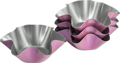 Produktbild von Zenker creative studio Backförmchen gewellt, ausgefallene Backformen, Kuchenform mit Antihaftbeschichtung, kreatives Backen (Farbe: rosa, silber), Menge: 4 Stück