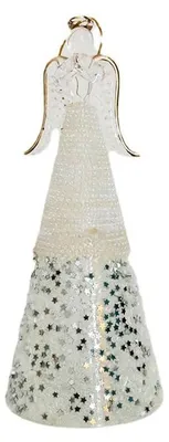 Engelfigur aus Borosilikatglas, 21 cm, klar, Weihnachtsdekoration