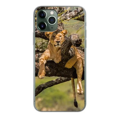 Produktbild von MuchoWow® Handyhülle Schutzhülle Hülle für iPhone 11 Pro Löwe - Baum - Braun Silikon Softcase Handy Hülle - Handy