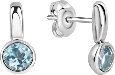 Produktbild von V Ohrstecker 925/- Sterling Silber 1,4cm weiß synth. Spinell hellblau 360221945