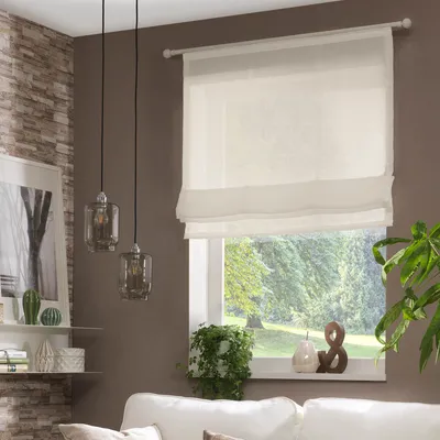 Produktbild von Raffrollo Leinenstruktur Allure uni creme mit Technik 60x140cm (BxH)