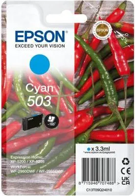 Obrázok produktu pre Epson Singlepack Cyan 503 Ink, Štandardná výťažnosť, Azúrová, 3,3 ml, 1 kusov, Balenie po jednom kuse