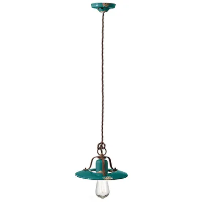 Produktbild von Vintage Land Eisen und grüner Keramik-Kronleuchter 1 Licht E27 25cm