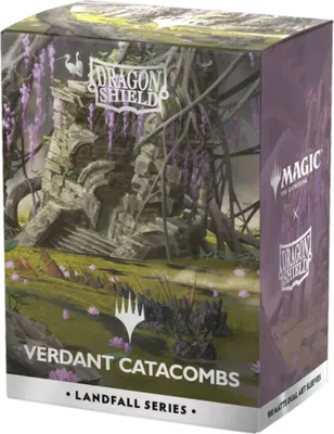 Zdjęcie produktu dla Dragon Shield MTG Landfall Verdant Catacombs – matowe koszulki na dwie karty, 100 sztuk
