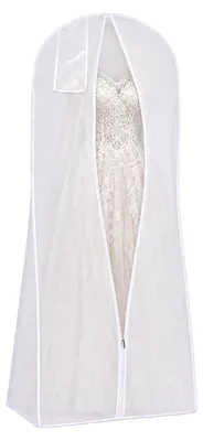 Produktbild von Brautkleidhülle - Atmungsaktiver Kleidersack mit Reißverschluss und Staubschutz - Für Brautkleider, Abendkleider und lange Mäntel - Weiß - 1 Stück