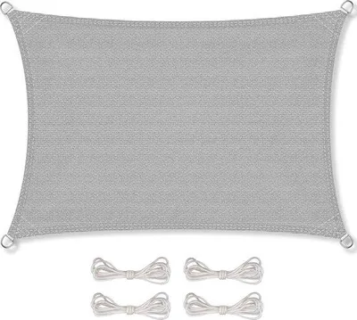 Obrázok produktu pre Slnečná clona, balkón a terasa, odolná voči poveternostným vplyvom, HDPE, priedušná, štvorcová clona, 3 x 6 m, svetlosivá