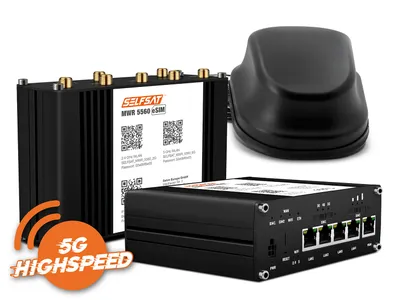 Produktbild von SELFSAT MWR 5560 eSIM 5G Cat 19 WLAN Router bis 3,4 Gbps inkl. SELFSAT 5G Antenne schwarz