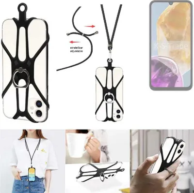 Produktbild von K-S-Trade 3in1 Handykette Handyband Handykordel Halsband Smartphone-Ring Handy-Ring kompatibel mit Samsung Galaxy M15 5G Prime Fingerhalterung
