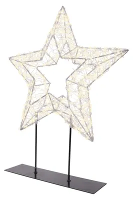 Produktbild von LED-Stern - 38 x 47 cm - Silberfarben - Schwarz - Metall - mit Fuß