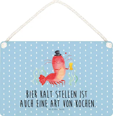 Produktbild von Mr. & Mrs. Panda Schild Hummer Weizen DIN A5 - Blau Pastell - Geschenk, Kneipe, Kochen, Türschild, Wirtschaft, Holzschild, Wandbild Holz, Bier, Dekobrett, Garnelen, Meer