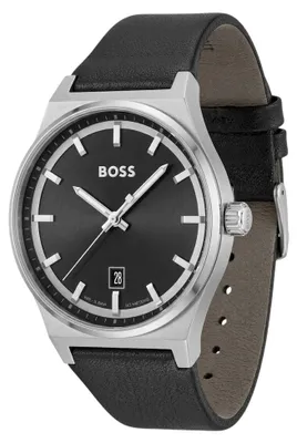 Produktbild von Hugo Boss Candor Herrenuhr silber schwarz HB1514075
