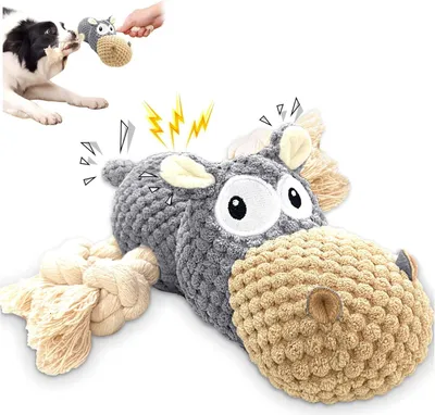 Immagine prodotto di Gioco interattivo per cani di piccola, media e grande taglia - Morbido peluche con zampe in corda e carta scoppiettante