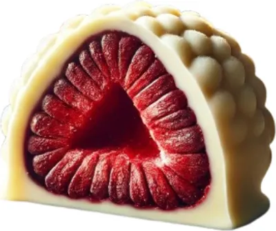 Produktbild von Gefriergetrocknete Himbeeren in weißer Schokolade von Callebaut 50g - Schronisko Bukowina