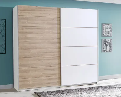 Productafbeelding van Schuifdeurkledingkast "Jawa", 200 cm hoog, wit, Bianco eikenhout