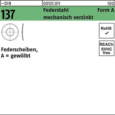 Produktbild von Reyher  Federscheiben DIN 137 Federst. A 10 mech Zn (1000 Stück)