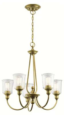 Image de Lustre Elstead Waverly E27 à 5 ampoules, laiton naturel