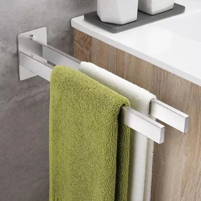 Immagine prodotto di Portasciugamani senza foratura - acciaio inox - 2 braccia - 40 cm