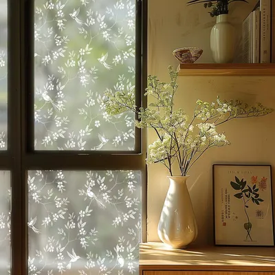 Produktbild von Mattes Fensterfolie Selbstklebend Vogelmotiv Weiß 58x200 cm