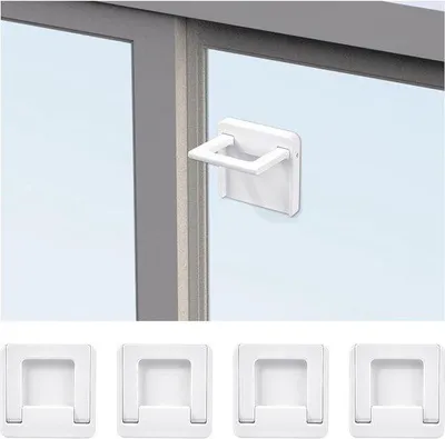Produktbild von Kindersicherung für Schiebetüren - 4 Stücke Schiebetürsicherungen mit 3M Klebeplatte ohne Bohren - Fenstersicherungen für Fenster und Schranktüren