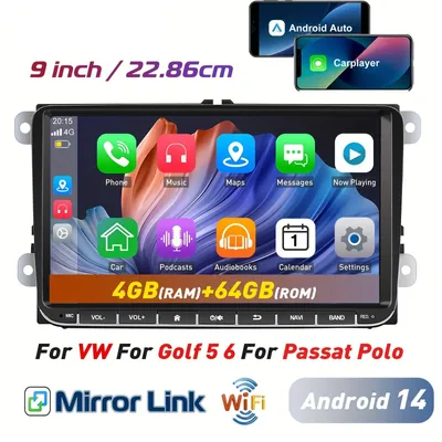 Obrázok produktu pre Autorádio – Multimediálny prehrávač – Video prehrávač do auta – Autostereó – 9-palcový IPS displej – Android 14