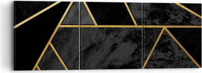 Produktbild von Bild auf Leinwand - Leinwandbild - 3 Teile - Abstraktion Gold Schwarz - 90x30cm - Wand Bild - Wanddeko - Wandbilder - Leinwanddruck - Bilder - Wanddekoration - Leinwand bilder - CA90x30-4358