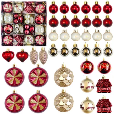 Weihnachtskugeln-Set, 40 Stück, Kunststoff, wiederverwendbar, hängend