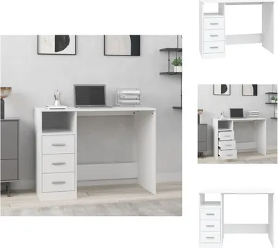 Produktbild von vidaXL Schreibtisch mit Schubladen Weiß 102x50x76 cm Holzwerkstoff -  Schreibtische