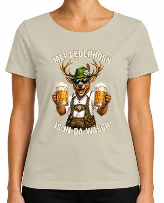 Obrázok produktu pre Mei Lederhosn – Dámske tričko s motívom tradičného nemeckého oblečenia (Lederhosen, Dirndl), farba: prírodná, veľkosť: XXL