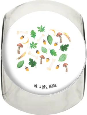 Produktbild von Mr. & Mrs. Panda Bonboniere Herbstwald Design XL 2000ml - Weiß - Geschenk, Pilze, Aufbewahrungsdose, Frischhaltedose, Teedose, Kaffeedose, Glasdose, Blätter, Wald, Herbst