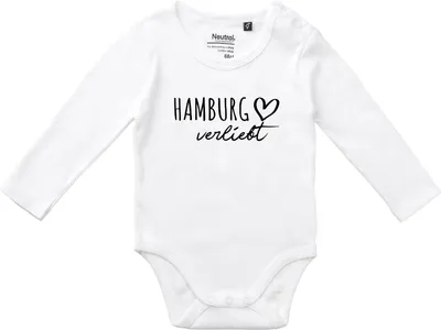 Produktbild von Huuraa Baby Body Hamburg verliebt 68 White  Baumwolle Fairtrade Langarmbody Geschenkidee