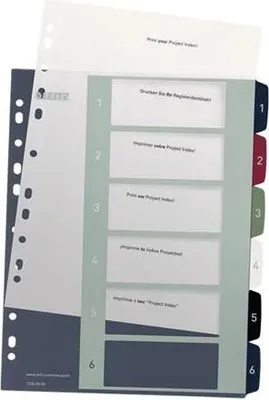 Obrázek produktu pro Leitz 12360000, Numerické indexové štítky, Polypropylen (PP), Vícebarevný, Portrét, A4 Maxi, 245 mm