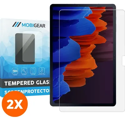 Produktbild von Mobigear Displayschutzfolie für Samsung Galaxy Tab S7 Plus, gehärtetes Glas, Displayschutz – kompatibel mit Hüllen (2er-Pack)