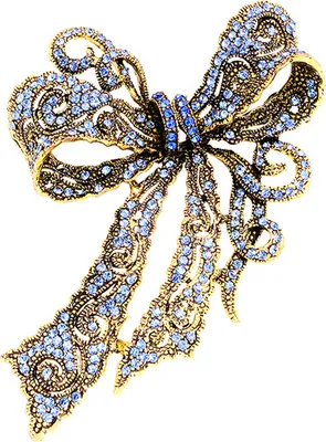 Produktbild von Brosche für Kleidung, Persönlichkeit, exquisit, kompakt, dekorativ, solide, Show-Charme, Legierung, Strass, Schleife, Anstecknadel, Geburtstagsgeschenk-Blau