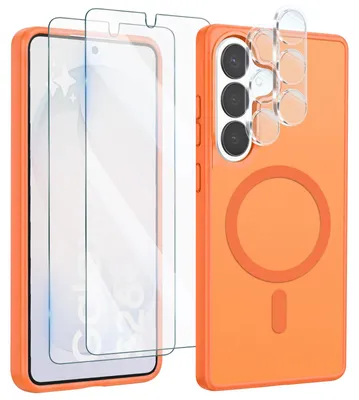 Immagine prodotto di Avizar, custodia protettiva compatibile con Galaxy S26, con 2 protezioni in vetro temperato e 2 pellicole protettive per la fotocamera, colore arancione