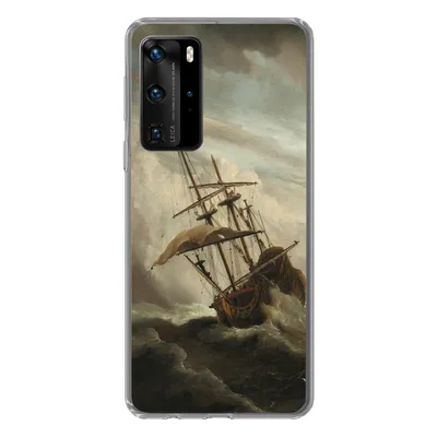 Produktbild von MuchoWow® Handyhülle Schutzhülle Hülle für Huawei P40 Pro Ein Schiff auf offener See während eines Sturms - Gemälde von Willem van de Velde Silikon Softcase Handy Hülle - Schutz