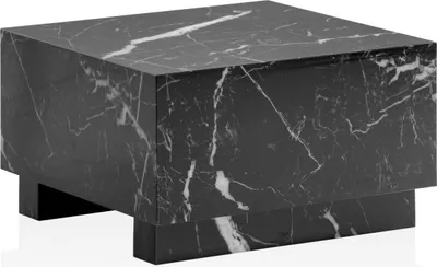 Produktbild von Couchtisch MONOBLOC 60x60x35 cm Schwarz Hochglanz mit Marmor Optik, Wohnzimmertisch Cube Quadratisch, Design Sofatisch, Lounge Kaffeetisch Würfel-Form