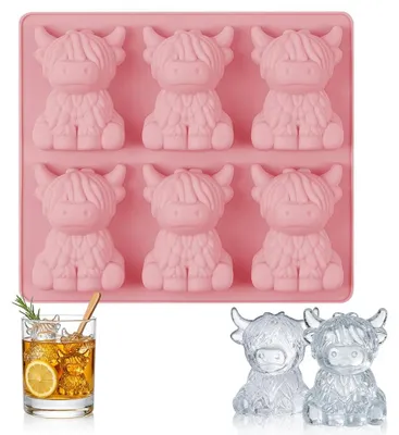 Eiswürfelform Highlandcow, 3D Silikon, BPA-frei, 1 oder 6 Fächer