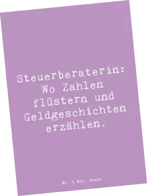 Produktbild von Mr. & Mrs. Panda Postkarte Spruch Steuerberaterin Geschichten - Lavendeltraum - Geschenk, Geschenke für Berufstätige, Steuerexpertin, Ansichtskarten, personalisierte