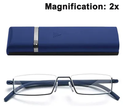 Produktbild von Klare Halbrahmen-Lesebrille für Damen und Herren, leichte Computerlesebrille mit tragbarem Spiegelfach
