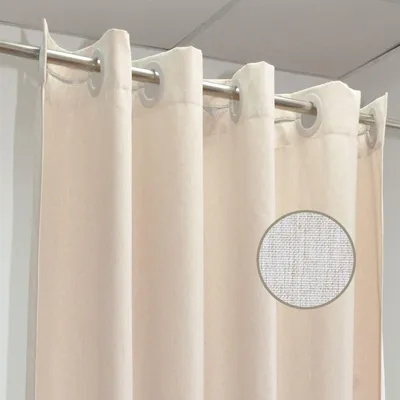 Produktbild von Duschvorhang 200 x 220 cm, Leinenoptik, beige/cremefarben, ohne Haken, strapazierfähiges Material, wasserabweisend, Breite 200 x Höhe 220 cm