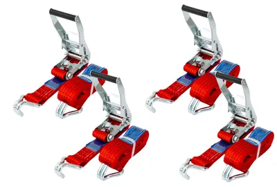 Produktbild von Satz Aus Vier Roten Unitrailer 8M/50Mm/5T Transportgurten Mit Spannvorrichtung