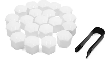 Produktbild von 20stk. 21mm Universal Radschraubenkappen Radschrauben Radmuttern Kappen Plastik Abdeckkappe für Auto Weiß