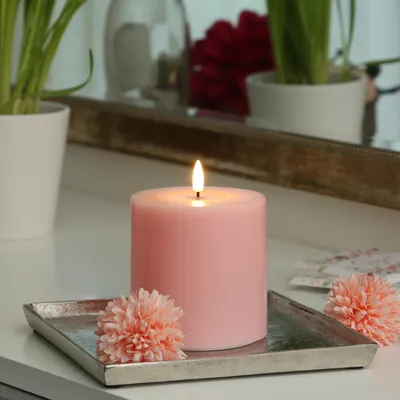 Immagine prodotto di Candela a LED MIA - cera vera - fiamma 3D realistica - H: 10cm D: 10cm - funzionamento a batteria - rosa
