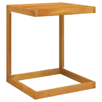 A wooden C-shaped table is shown against a white background.