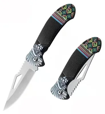 Obrázek produktu pro Skládací nůž z nerezové oceli 4Cr13, černý, 9 cm, vhodný pro kempování a turistiku