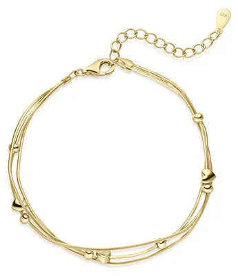 Produktbild von MATERIA Damen Gold Armkette Herzen und Kugeln 925 Silber vergoldet 17 - 20,5cm längenverstellbar mit Etui SA-4-Gold